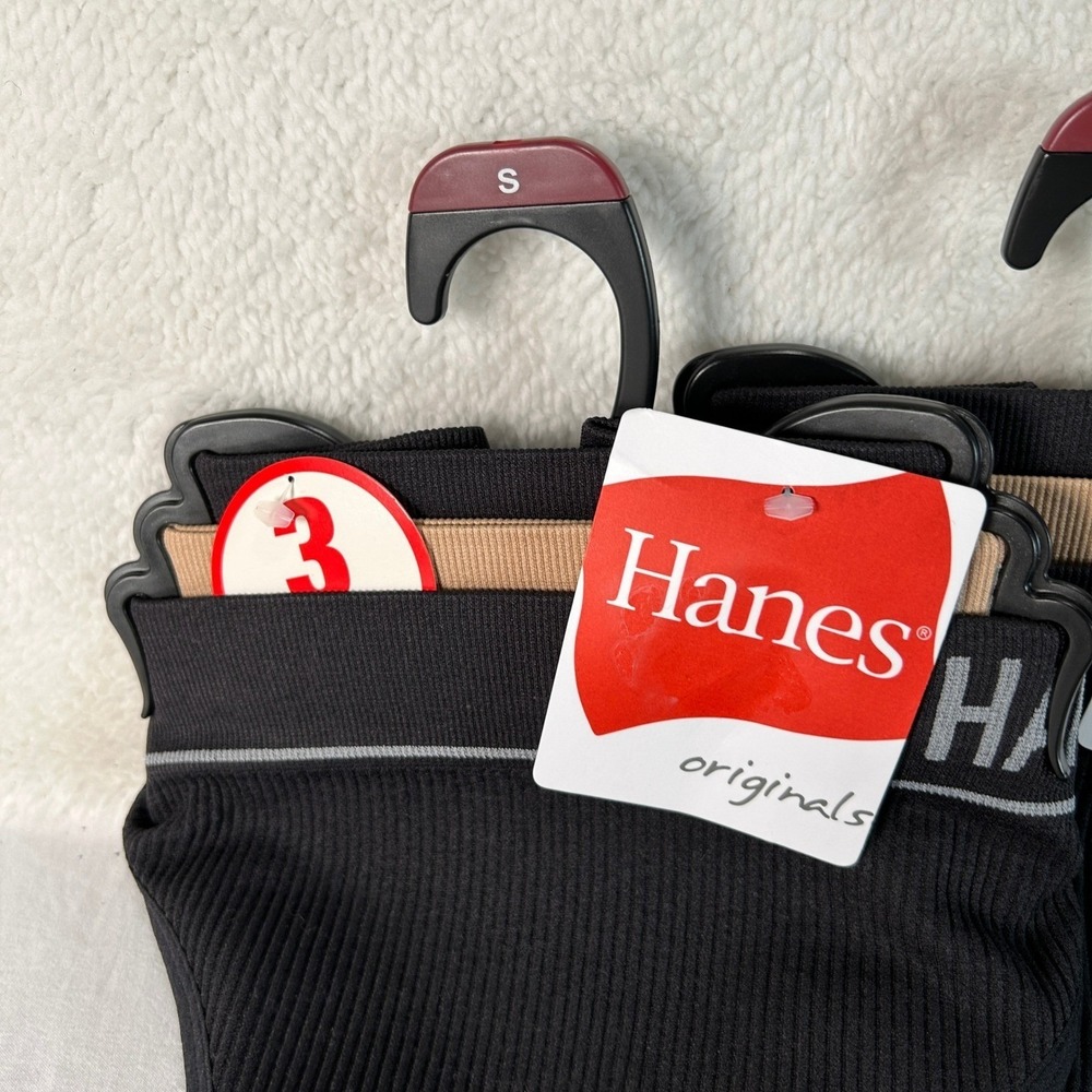 Hanes Originals Women Small Black Tan Ribbed Thong Underwear 9-Pack Lot MHBP11 - Picture 3 of 5